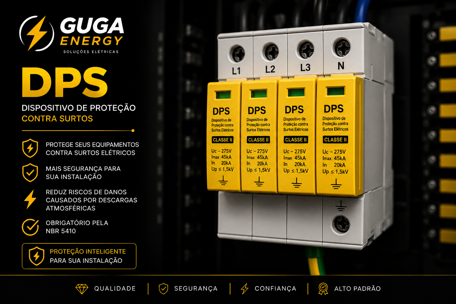 DPS instalado em quadro elétrico