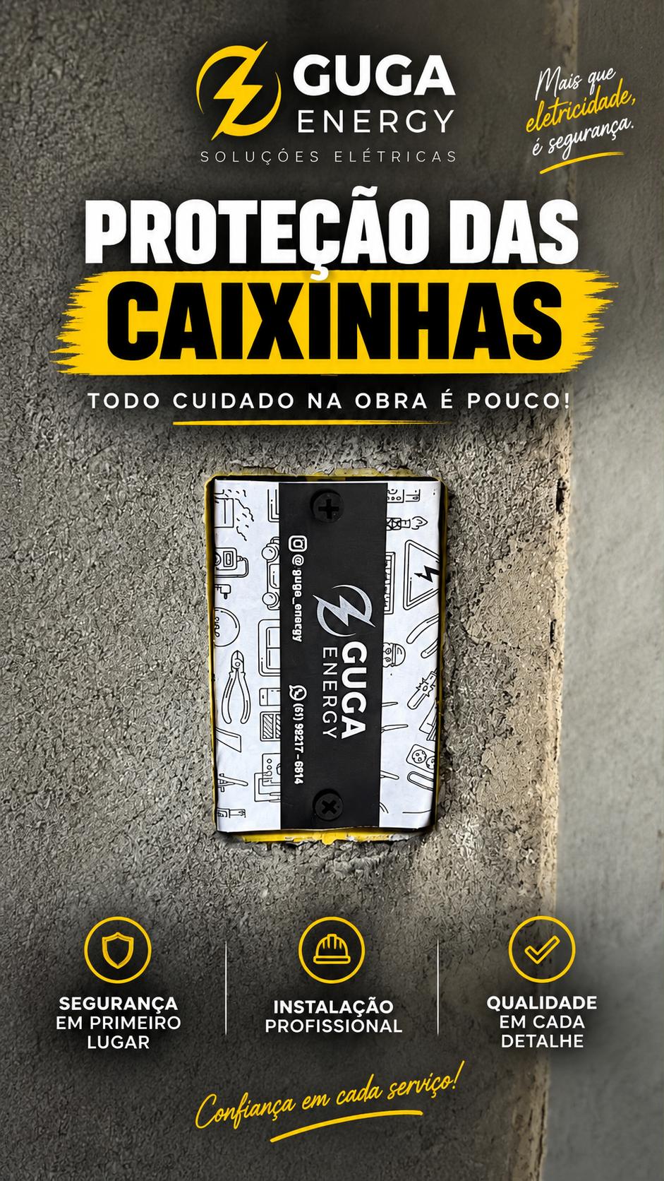 Proteção de caixinhas e infraestrutura elétrica na obra